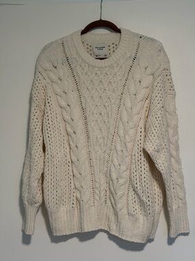 Abercrombie Stitch Cable Crew Sweater - Cream - XL